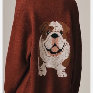 Anthropologie Brown Bulldog Intarsia Cardigan